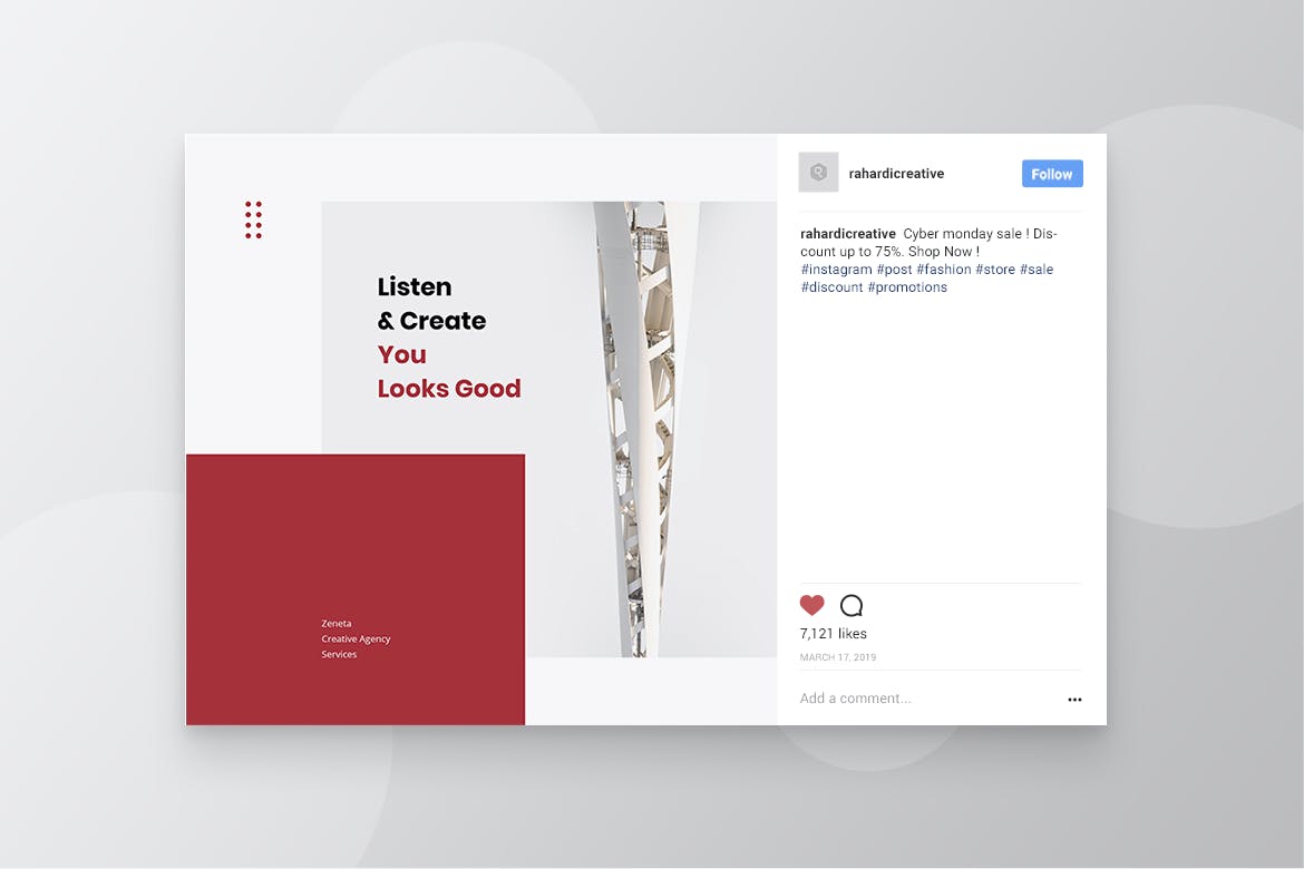 创意代理公司Instagram&Facebook社交文章贴图设计模板素材库精选 ZENETA Creative Agency Instagram & Facebook Post插图(5)