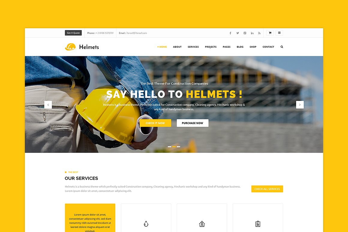 工业企业网站模板素材库精选 Helmets – PSD Template for Handyman插图