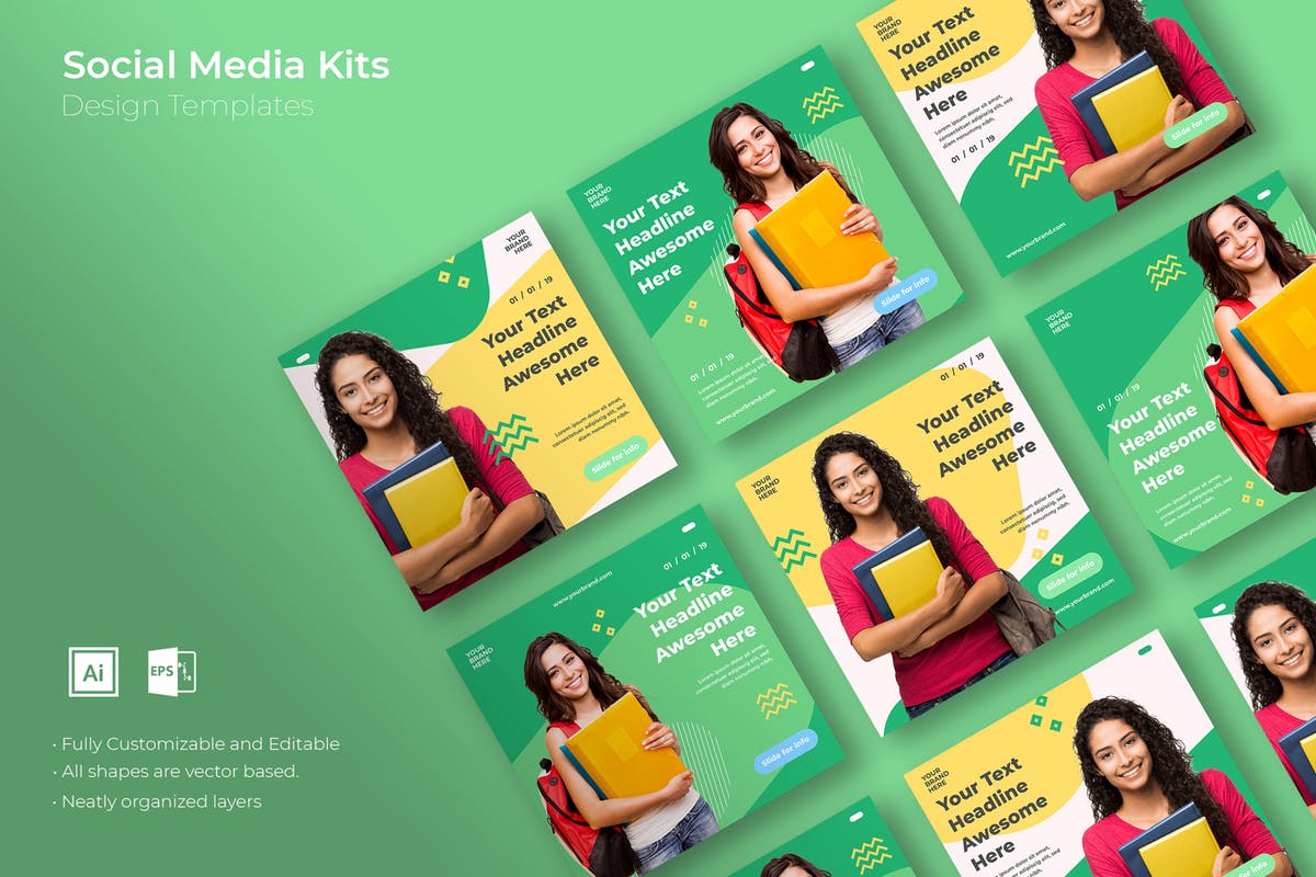 社交媒体正方形广告&贴图创意设计模板v28 SRTP – Social Media Kit.28插图