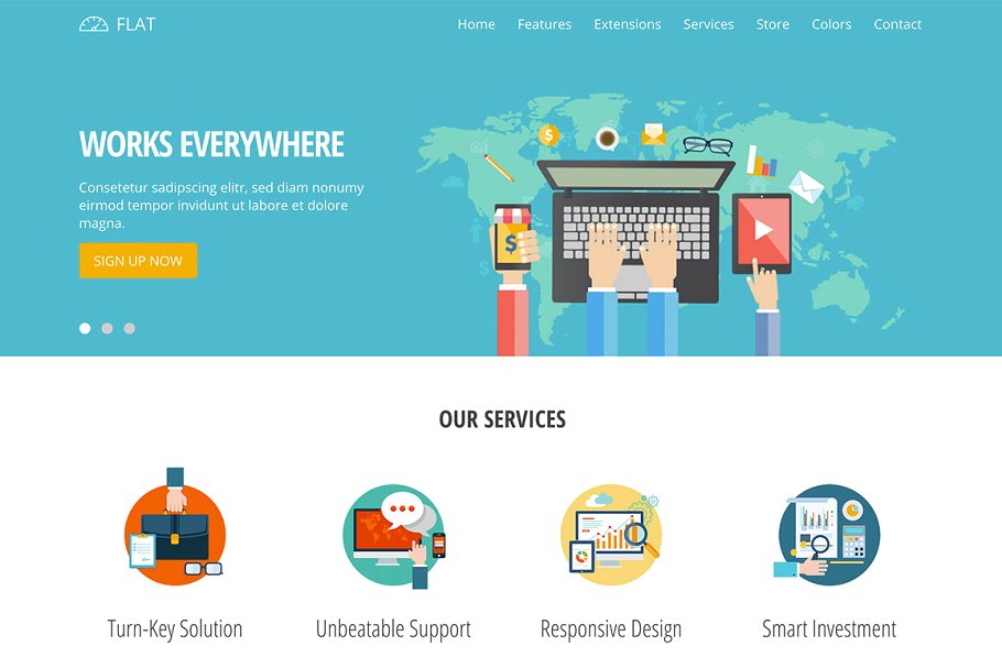 网站服务/云服务网站响应式模板素材库精选 Hot Flat插图