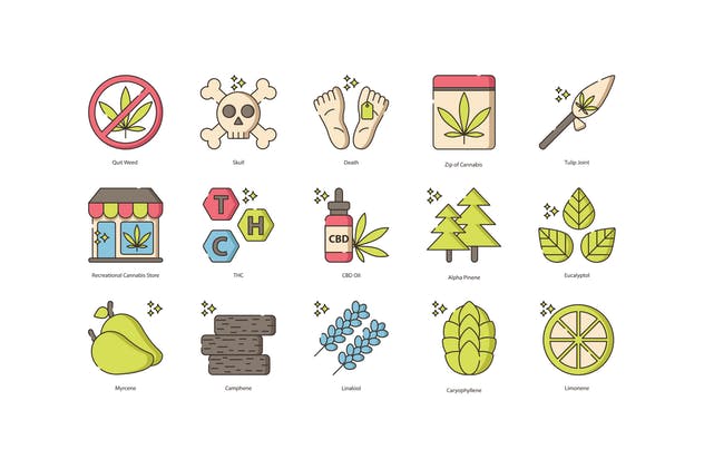 84枚大麻&草药主题图标 84 Marijuana & Weed Icons | Hazel Series插图(3)