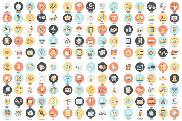 1600枚多主题扁平设计风格矢量图标套装 Bundle Flat Icons插图(5)