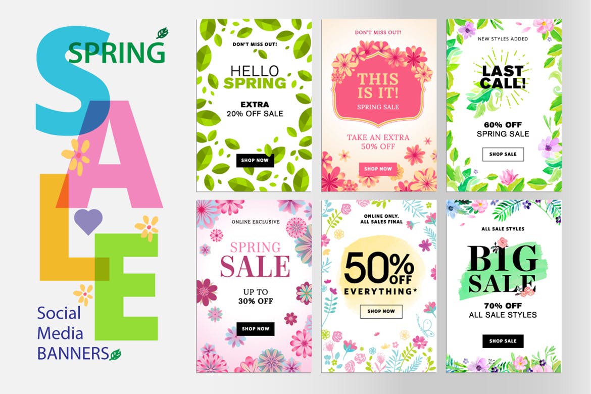 春季促销主题网站广告Banner图素材v8 Spring sale banners插图