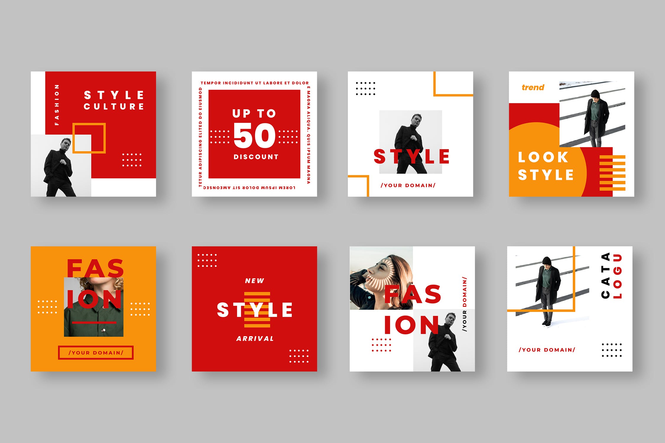 Instagram贴文广告双色调风格设计模板素材库精选 Four Duotone Instagram Post Template插图(2)