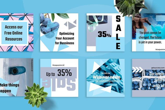 自媒体品牌宣传设计物料素材包 Blue Passion Social Media Kit插图(2)