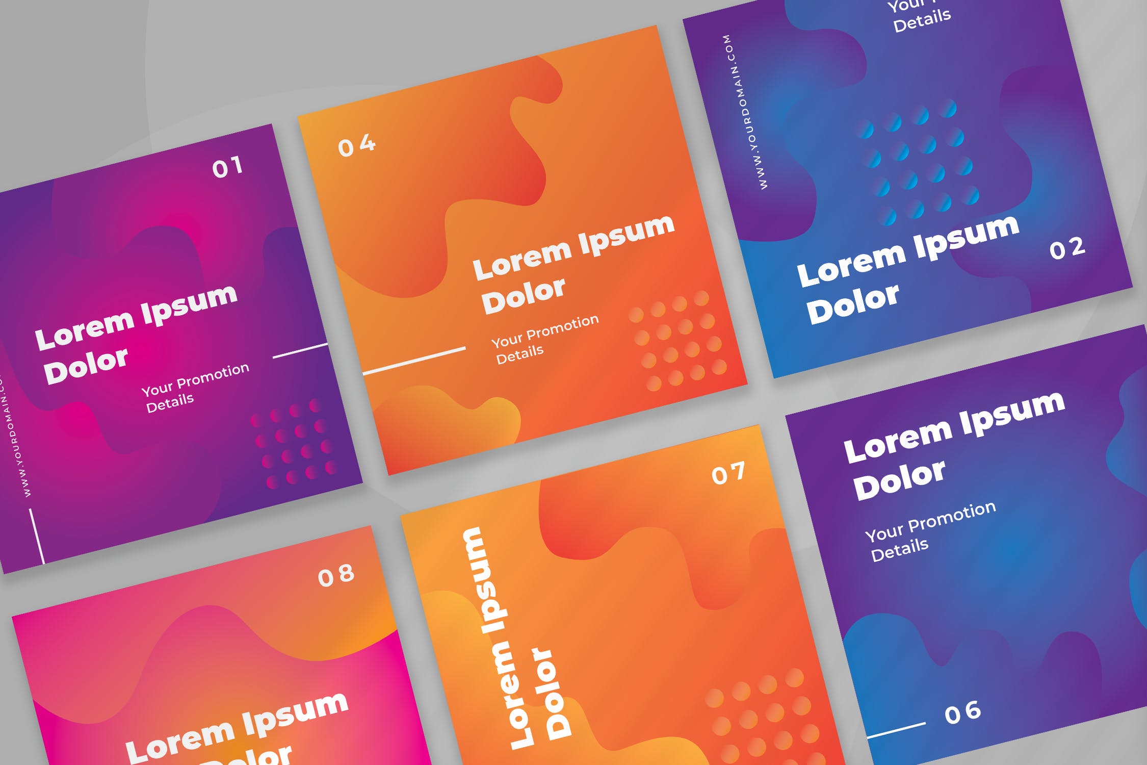 渐变色创意几何图形社交推广设计素材包 Six – Gradient Social Media Kit插图(3)