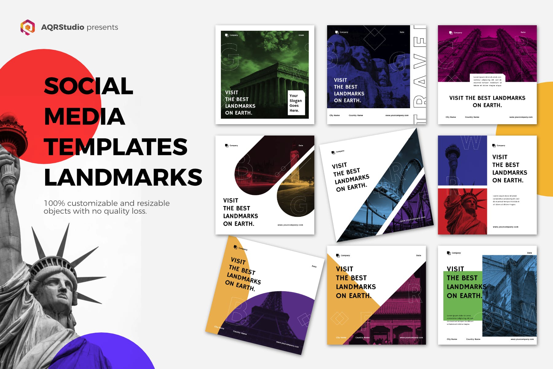 地标建筑宣传社交媒体Banner图设计模板素材库精选 Landmark Social Media Banners插图