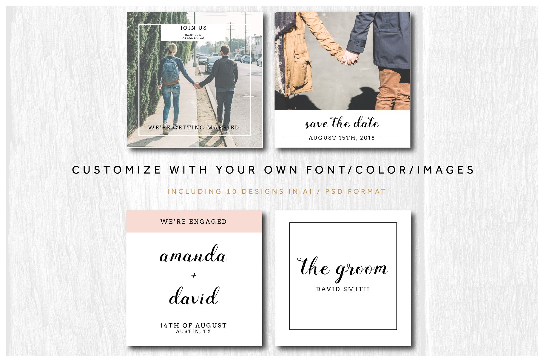 婚礼婚庆主题社交媒体贴图素材包 The Wedding – Social Media Pack插图(2)