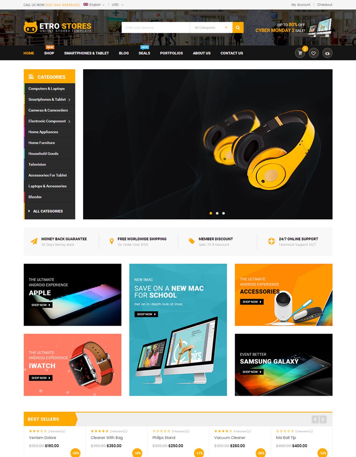 Bootstrap架构响应式多用途网上商城HTML5模板素材库精选 EtroStore – Responsive Multi-Purpose HTML Template插图(2)