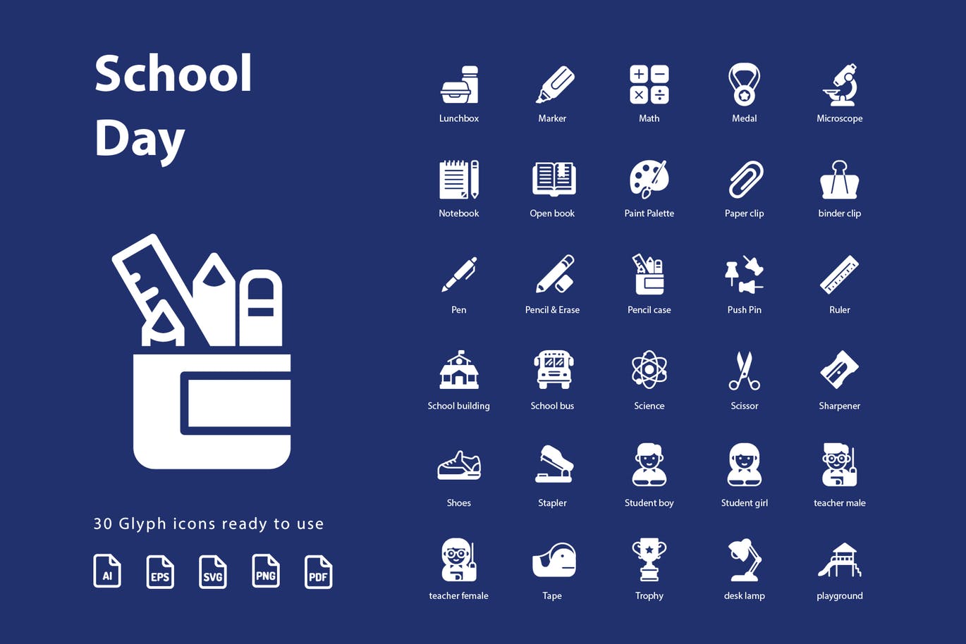 校园日教育主题字体图标素材 School Day (Glyph)插图(2)
