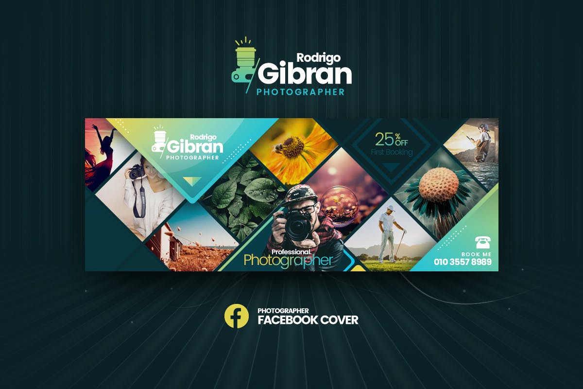 摄影师作品展示宣传社交广告Banner设计模板 Photographer Facebook Cover Template插图
