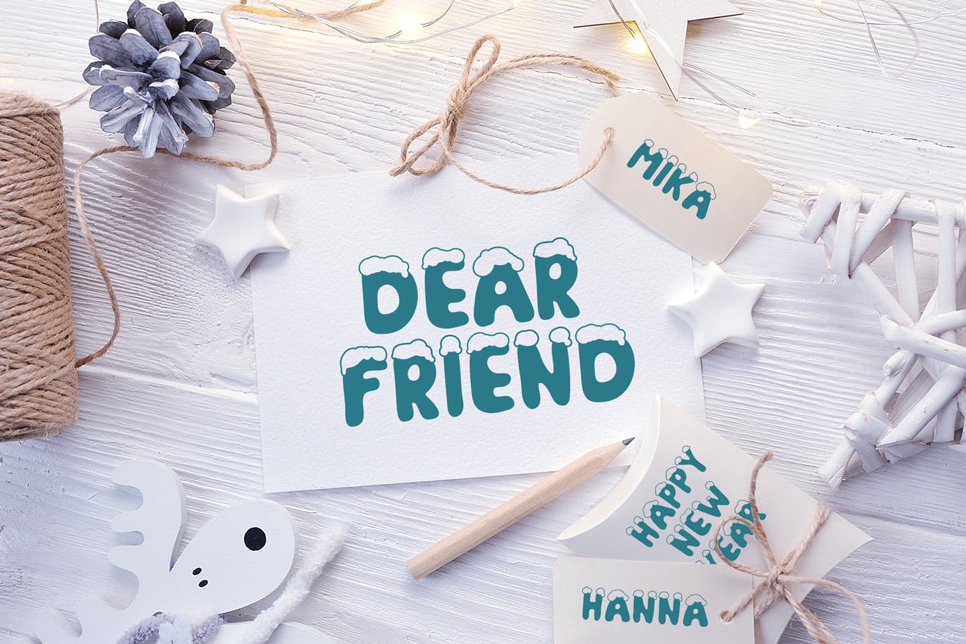 积雪盖顶圣诞节主题英文手写字体 Christmas Snow Hand Drawn Font插图(1)