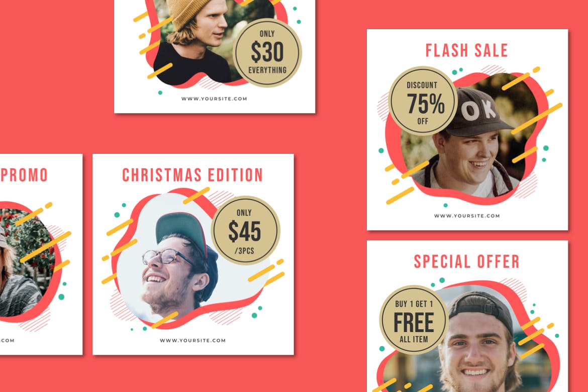 抽象液体图形孟菲斯风格Instagram社交贴图设计模板素材库精选 Instagram Templates插图(3)