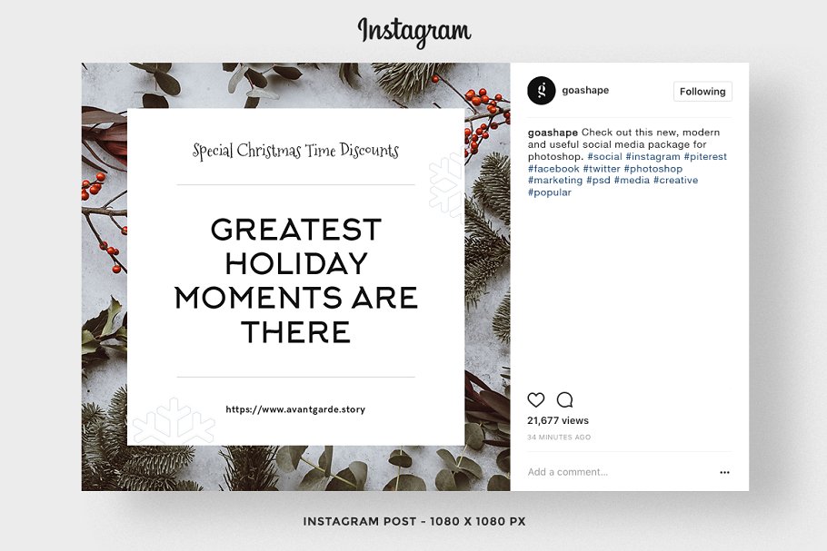 圣诞冬季主题社交媒体贴图模板素材库精选 XMAS Stylish Social Media Pack插图(2)