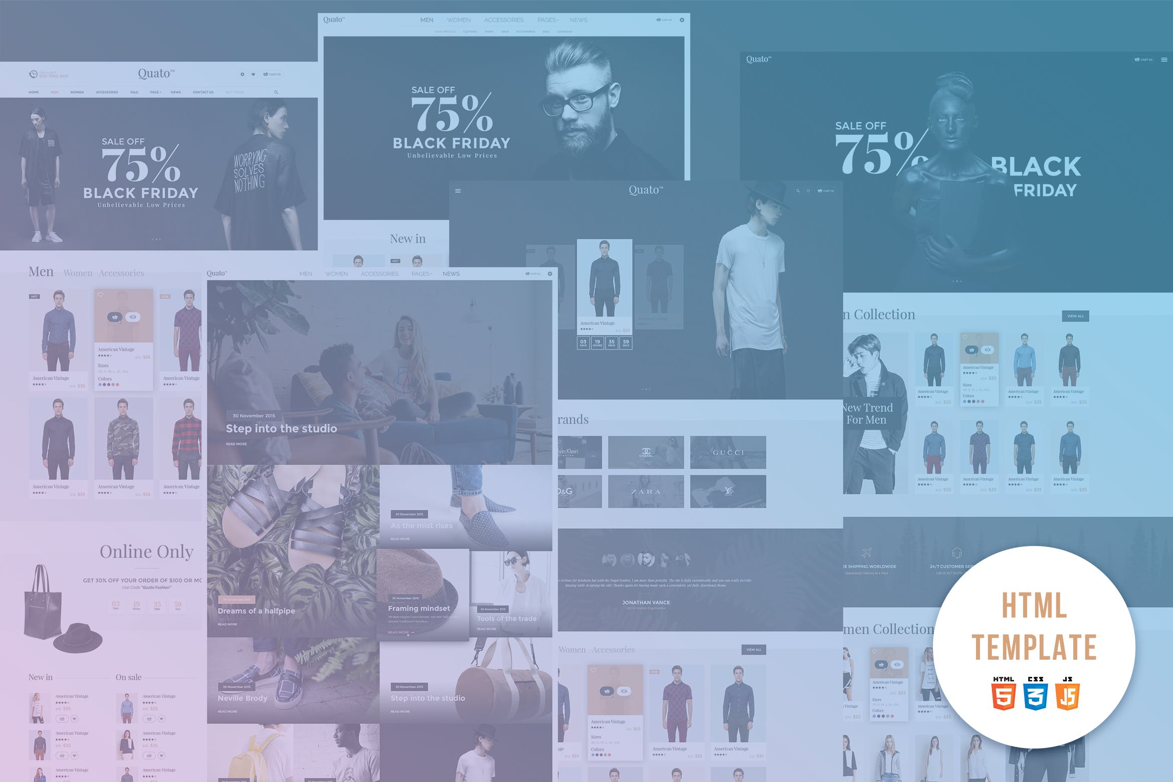 2019年设计趋势响应式HTML网上商城模板素材库精选 Quato | Multi Store Responsive HTML Template插图