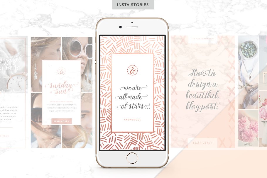 女性化社交媒体贴图模板素材库精选 ROSE GOLD | Social Media Pack 2插图(5)