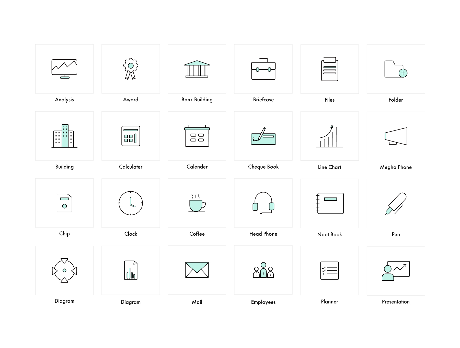 素材库下午茶：商业主题简约风格线条矢量素材库精选图标合集插图(5)