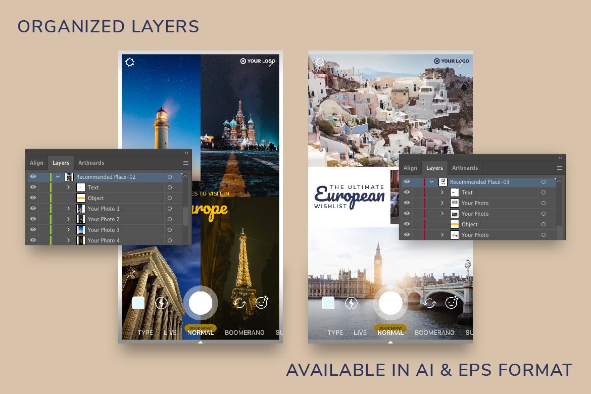 旅行旅游品牌推广Instagram设计素材包 TRAVELE – Instagram Story Kit插图(3)
