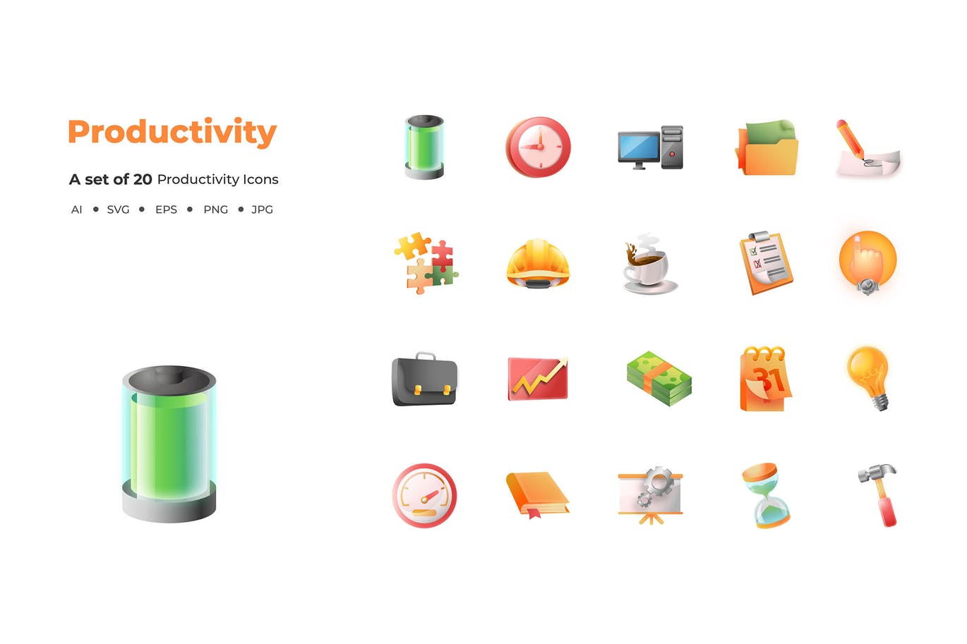 20枚生产力主题矢量图标 20 Productivity Icons插图