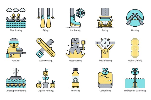 104枚兴趣爱好矢量图标合集 104 Interest & Hobby Icons | Aqua插图(2)