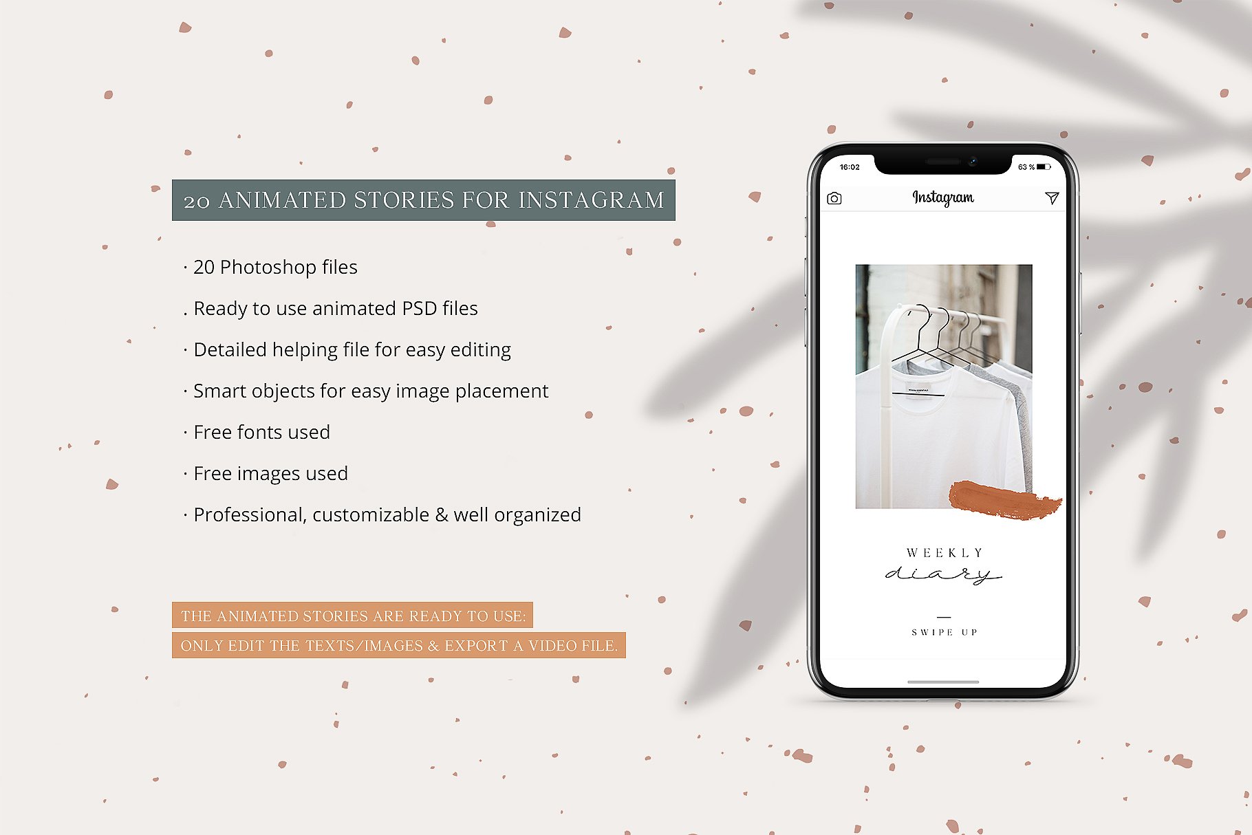 时尚极简的Instagram故事动画模板素材库精选 ANIMATED Instagram Stories – Lucia [psd]插图(1)