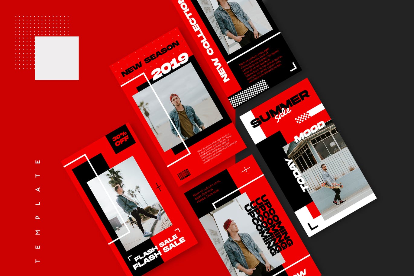 红黑配色风格Instagram社交品牌故事设计素材包 Instagram Story Template插图(3)