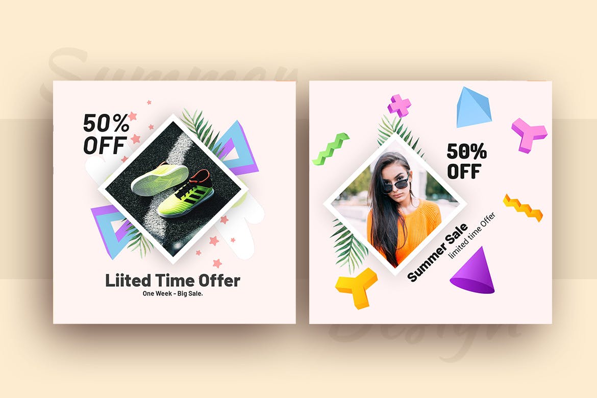 Instagram营销推广社交素材库精选广告模板素材v5 Promotional Instagram Post (ADS) Template V-5插图(2)