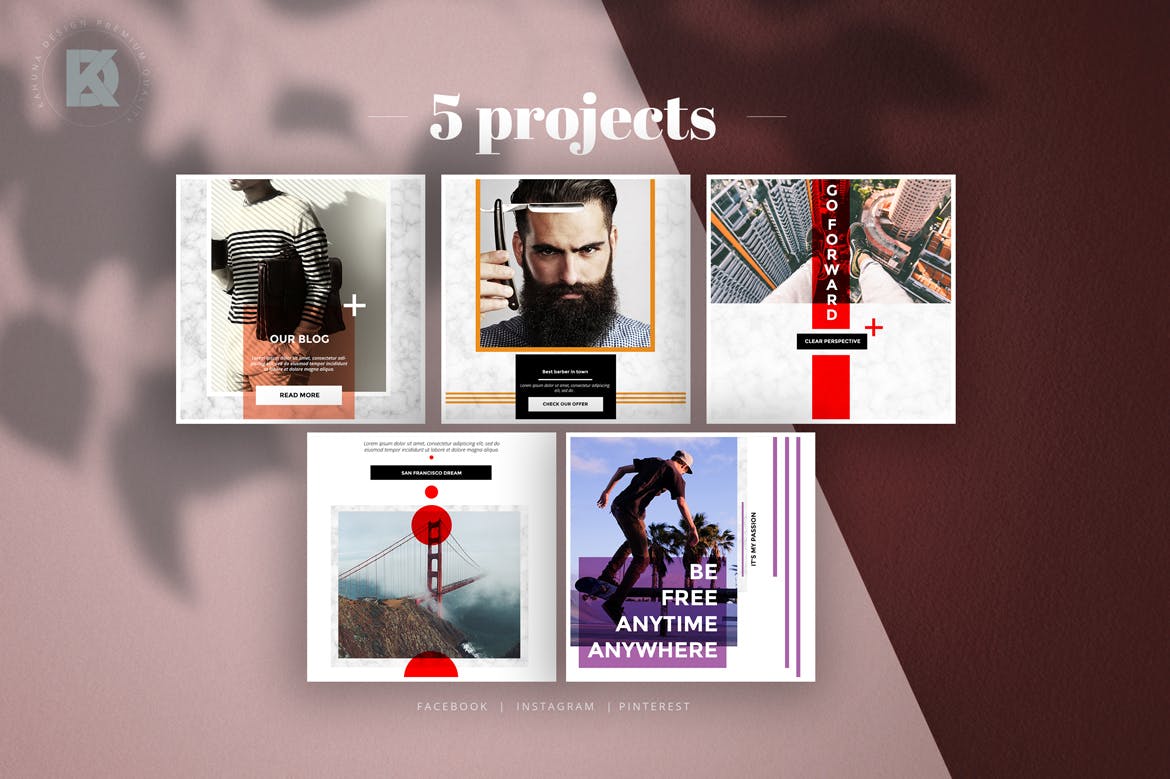 大理石背景时尚生活方式主题社交媒体设计素材包 Marble Lifestyle Social Media Kit插图(4)