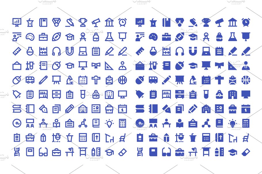 材料教育与学校图标 Material Education and School Icons插图(1)