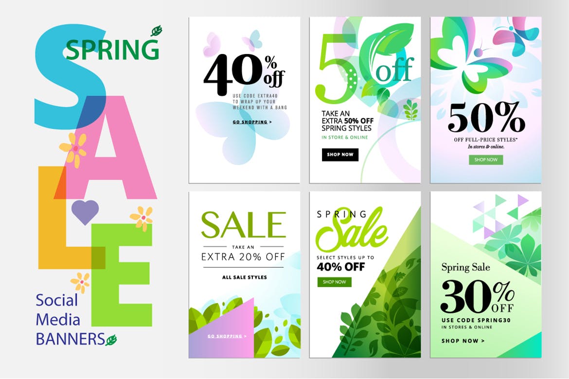 春季促销主题网站广告Banner图素材v10 Spring sale banners插图