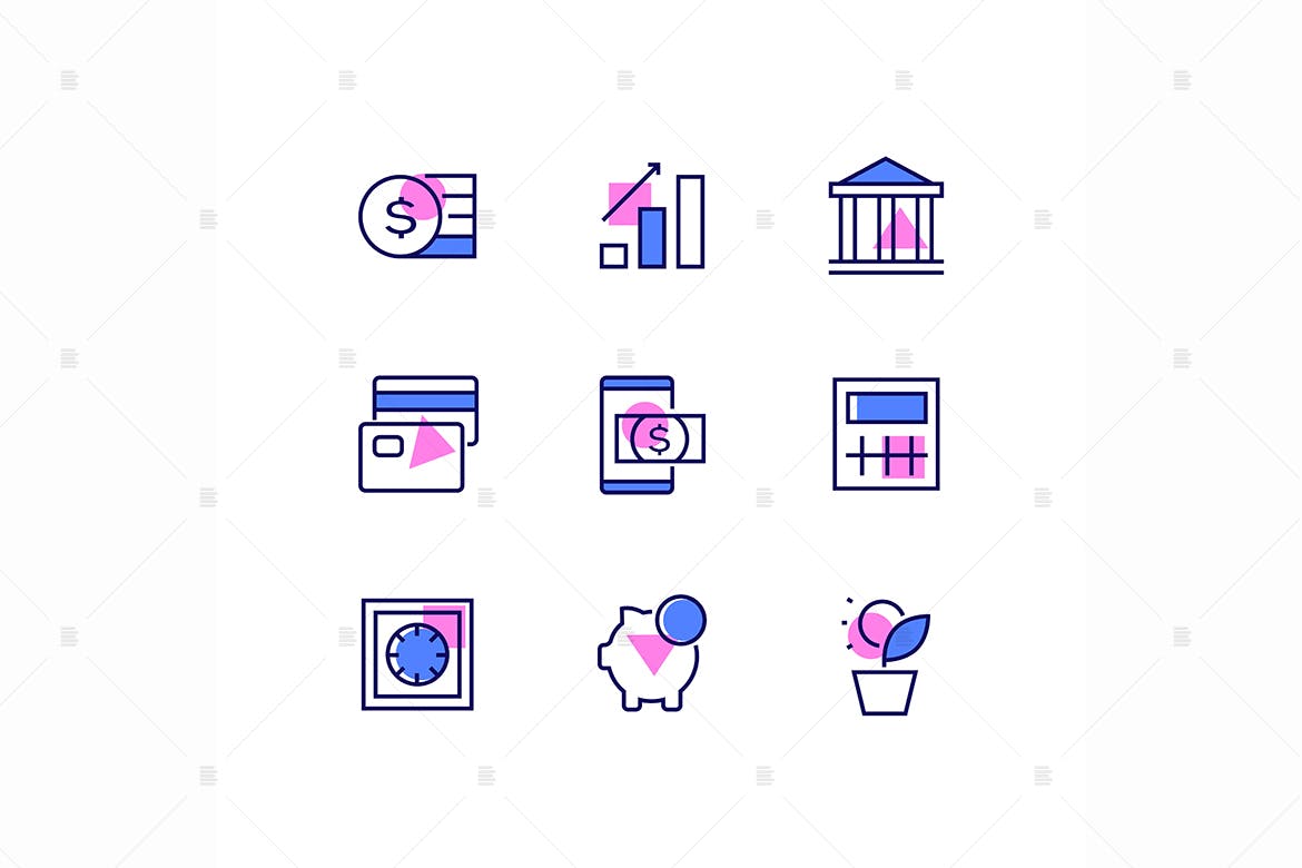商业&金融主题线性设计风格矢量素材库精选图标 Business and finance – line design style icons set插图(1)