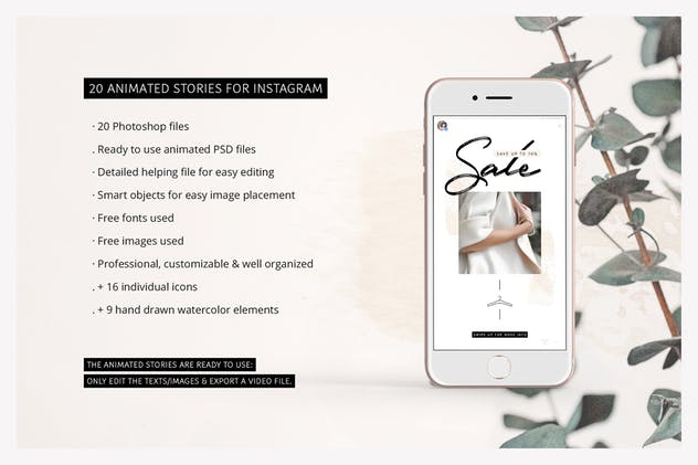 优雅简约风格Instagram故事动画配图模板素材库精选 ANIMATED Instagram Stories – So Female插图(1)