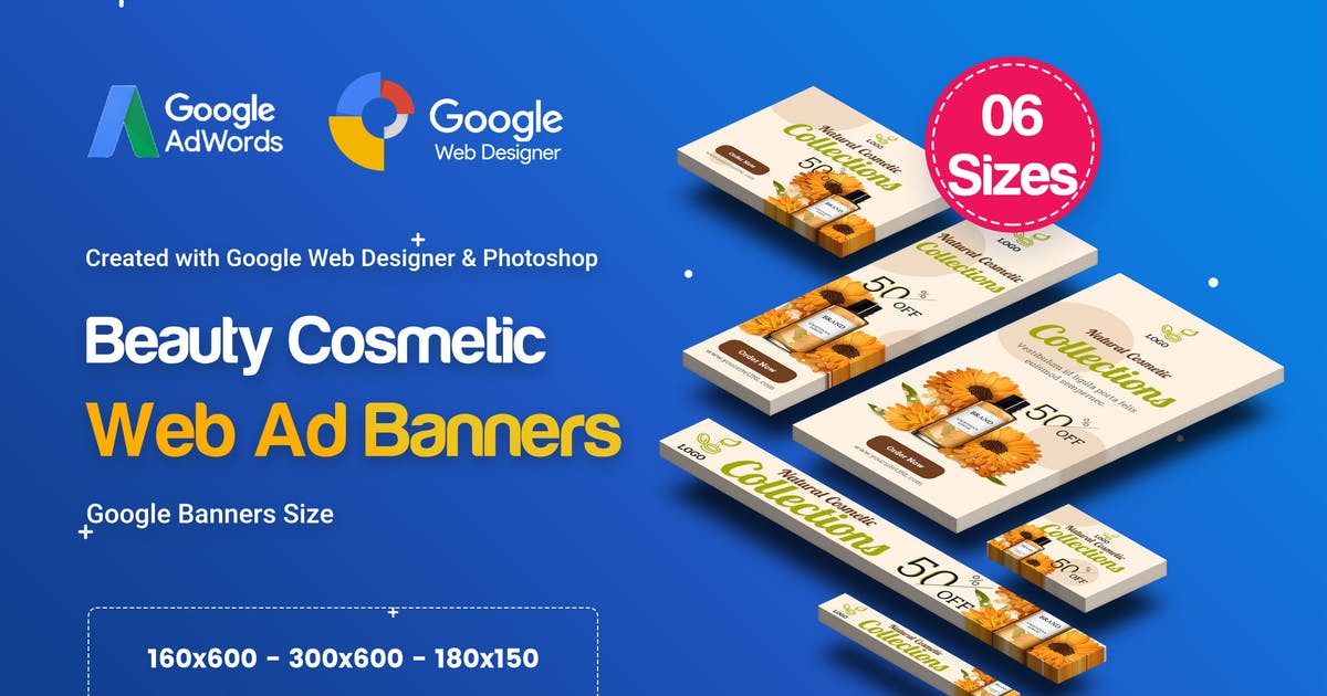 护肤品化妆品促销谷歌素材库精选广告模板素材 C18 – Cosmetic Banners HTML5 – GWD & PSD插图