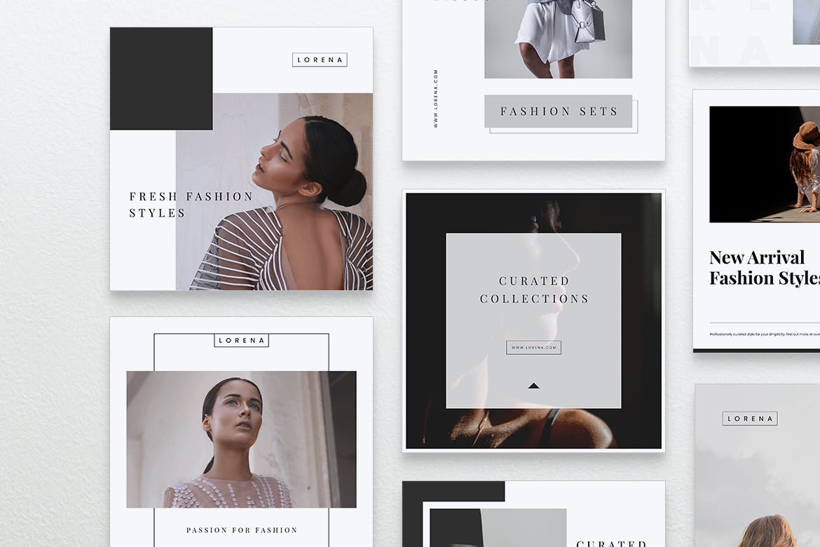 女性时尚品牌社交推广设计素材包 LORENA Fashion Social Media Post插图(1)