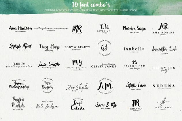 预制水彩设计风格品牌Logo设计模板集 Premade watercolor logo creator kit插图(3)