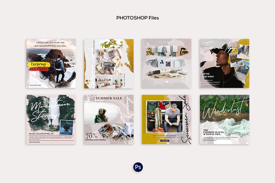 时尚摄影Instagram社交媒体水彩画插图(4)