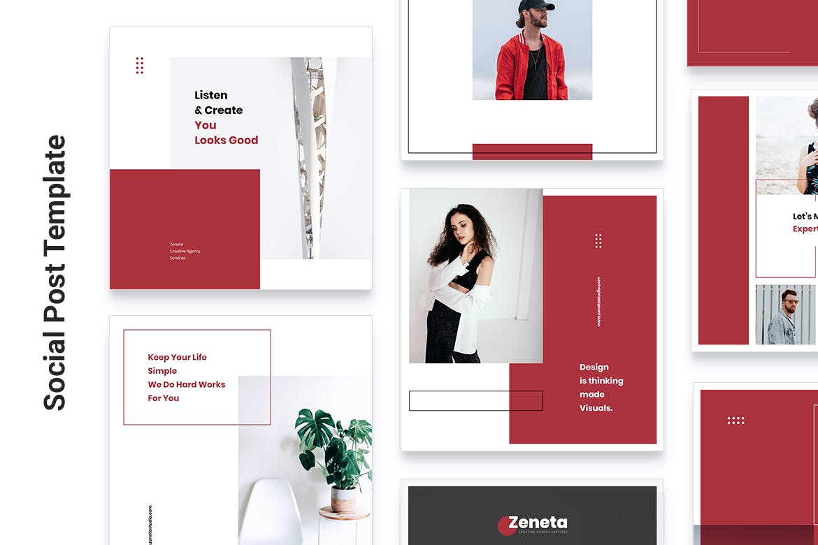 创意代理公司Instagram&Facebook社交文章贴图设计模板素材库精选 ZENETA Creative Agency Instagram & Facebook Post插图(2)