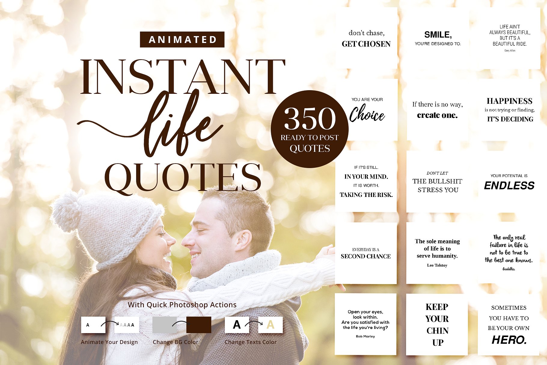 人生引语祝语语录包 Animated Life Quotes Bundle插图