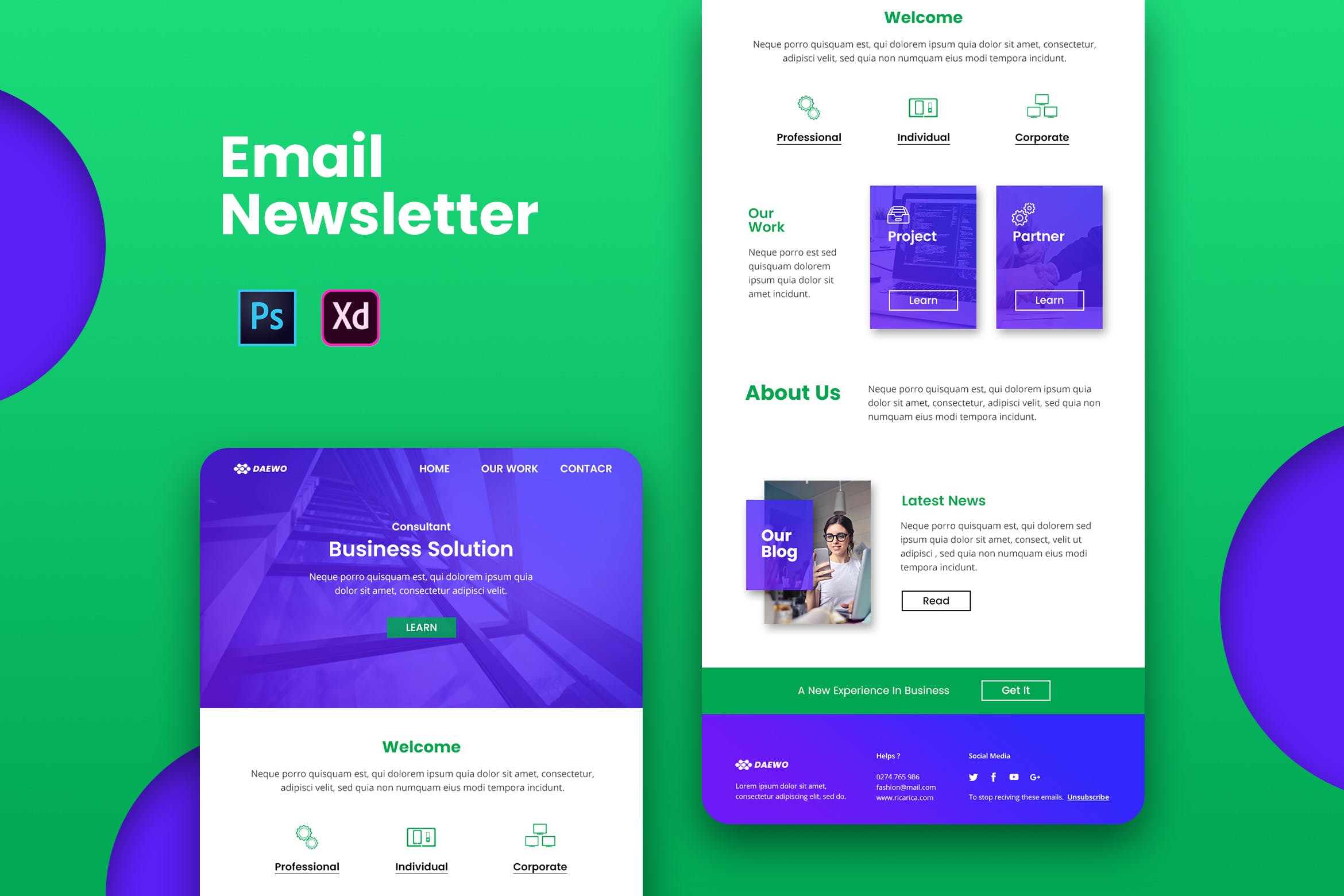 企业商业解决方案提供商推广EDM邮件模板素材库精选 Business Solution Email Newsletter插图