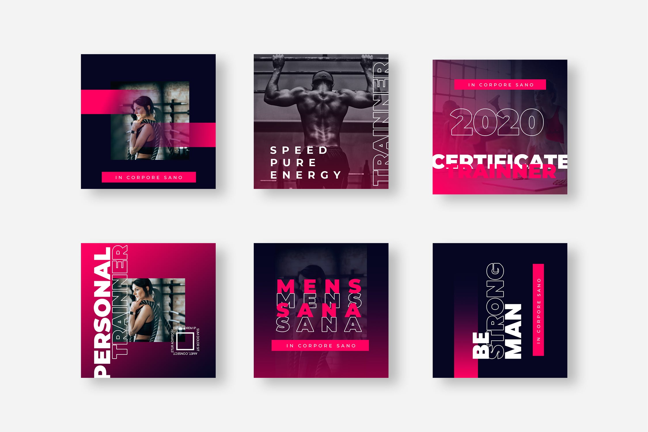 双色&渐变色设计风格Instagram贴图设计模板素材库精选 Eight Duotone Instagram Post Template插图(1)