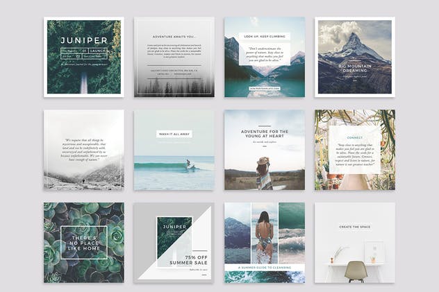 社交媒体Banner&贴图&版式设计模板素材库精选合集 J U N I P E R Social Media BUNDLE插图(2)