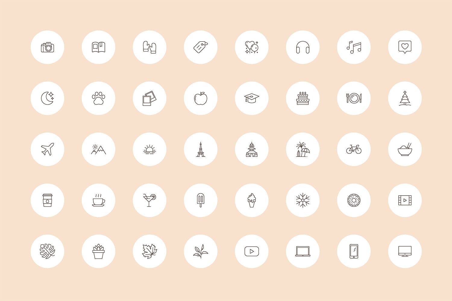 Instagram品牌故事封面设计矢量图标素材包 Instagram stories Highlights Covers Icon Kit插图(2)
