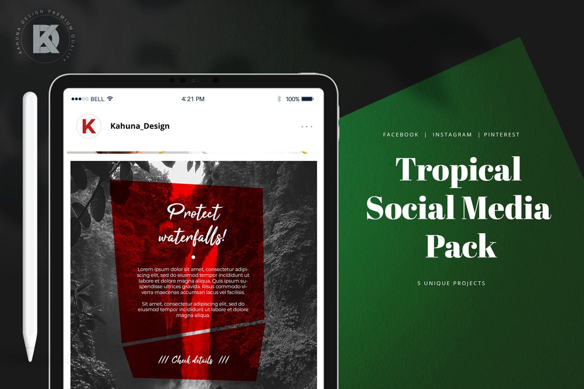 适用于旅游品牌推广的社交平台设计模板素材库精选 Tropical Quote Global Warming Kit插图(1)