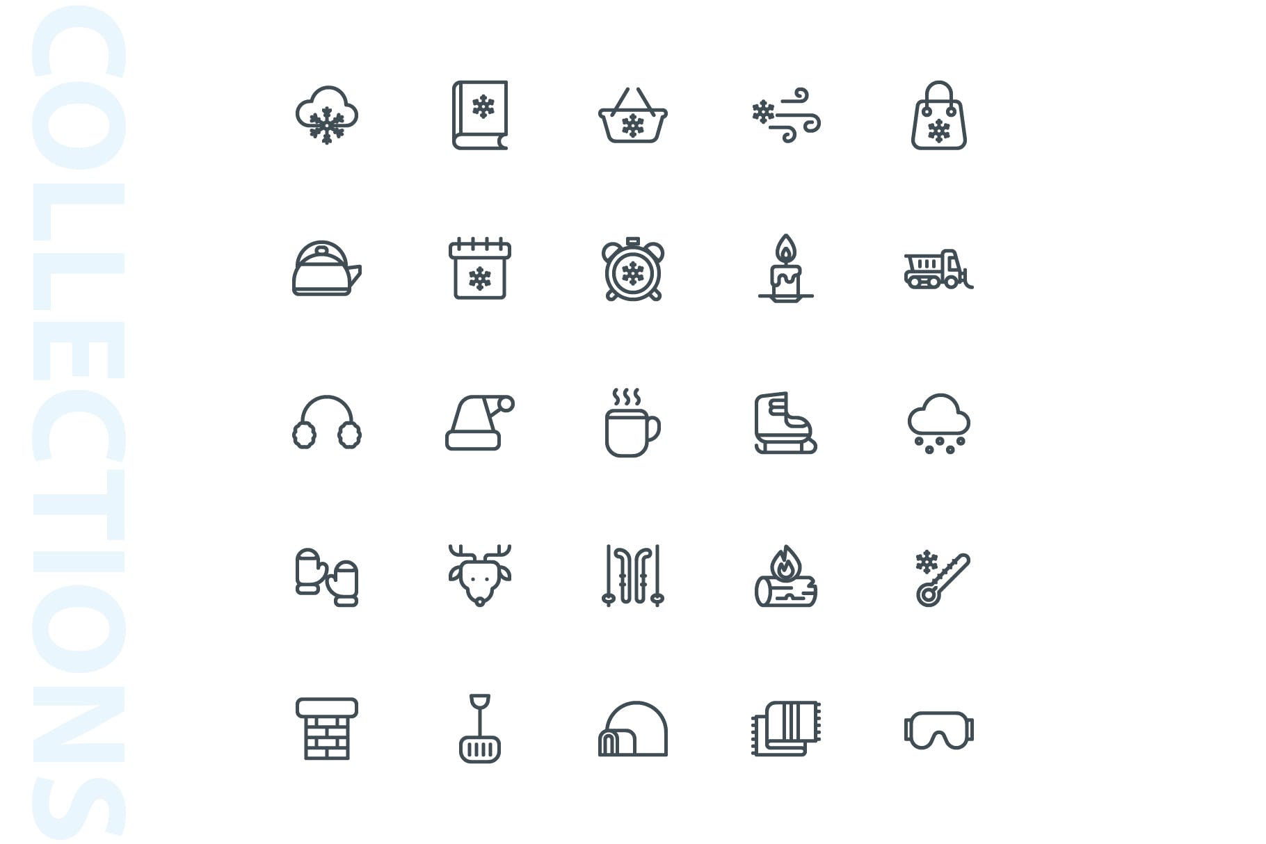 25枚冬天主题矢量线性素材库精选图标v2 Winter Lineart Icons插图(1)