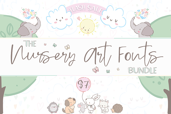The hungryjpeg – The Nursery Art Fonts Bundle插图