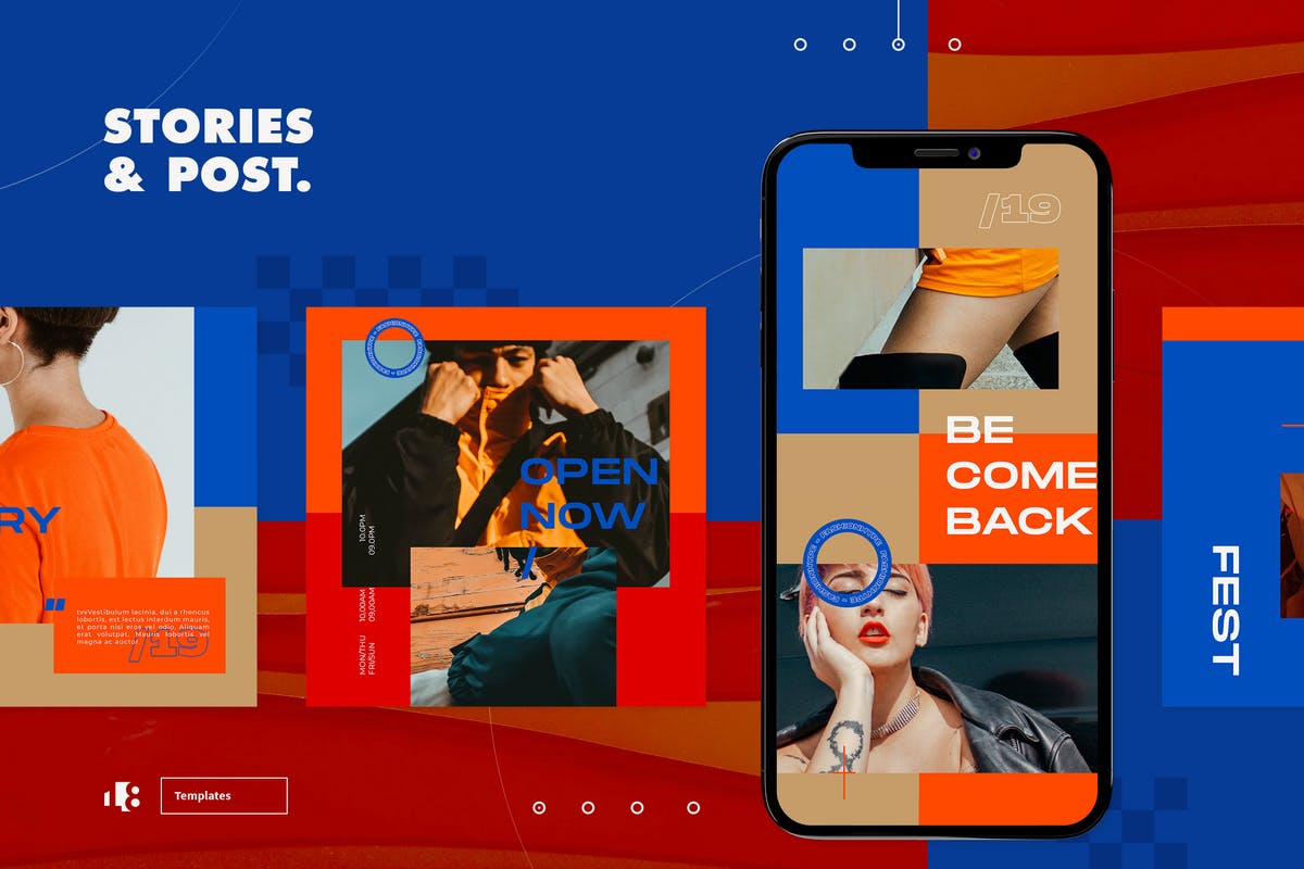 时尚美妆品牌适用的Instagram社交贴图设计模板素材库精选 Instagram Template插图(3)