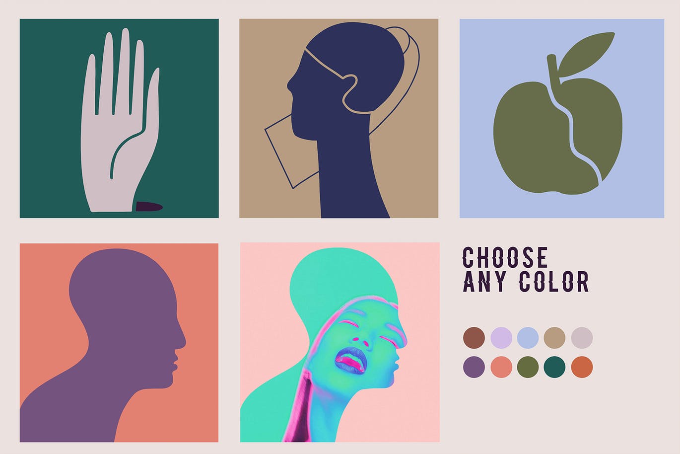 现代艺术剪影风格Instagram贴图设计PSD模板素材库精选 Modern shape photo mask for Insta插图(2)