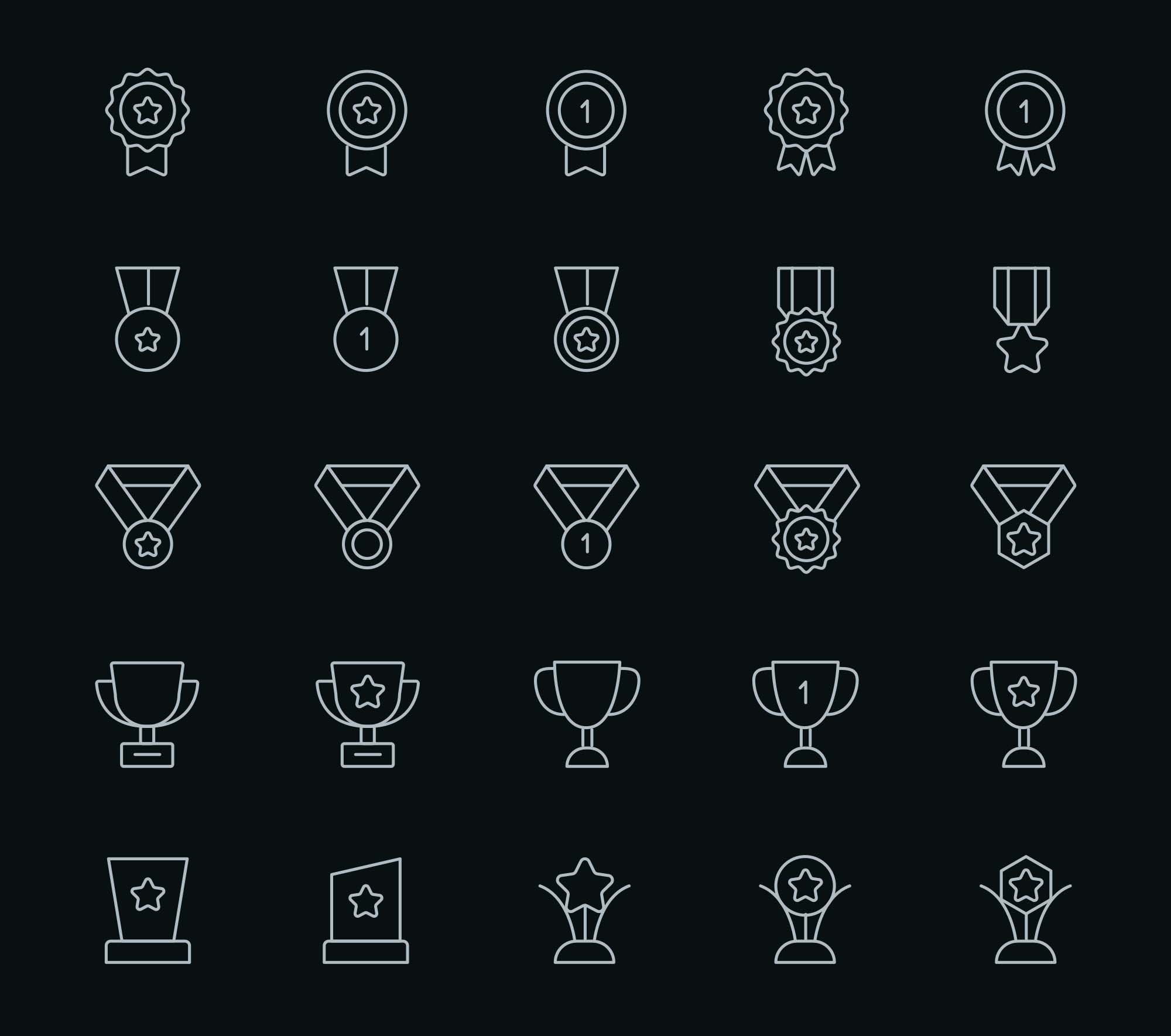 25枚奖章奖杯矢量图标素材 25 Vector Reward Icons插图(1)