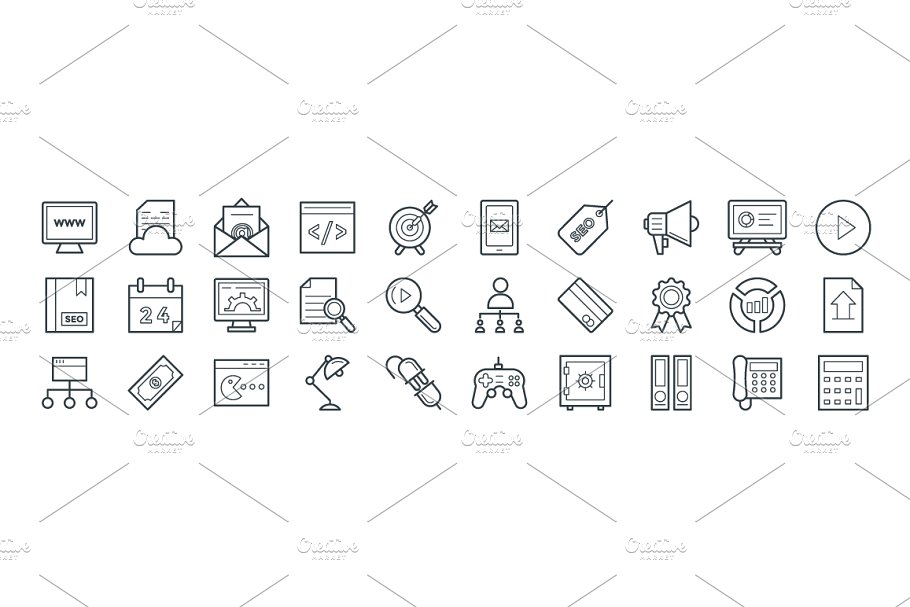 100+搜索引擎优化及互联网营销图标  100+ SEO and Internet Marketing Icon插图(2)