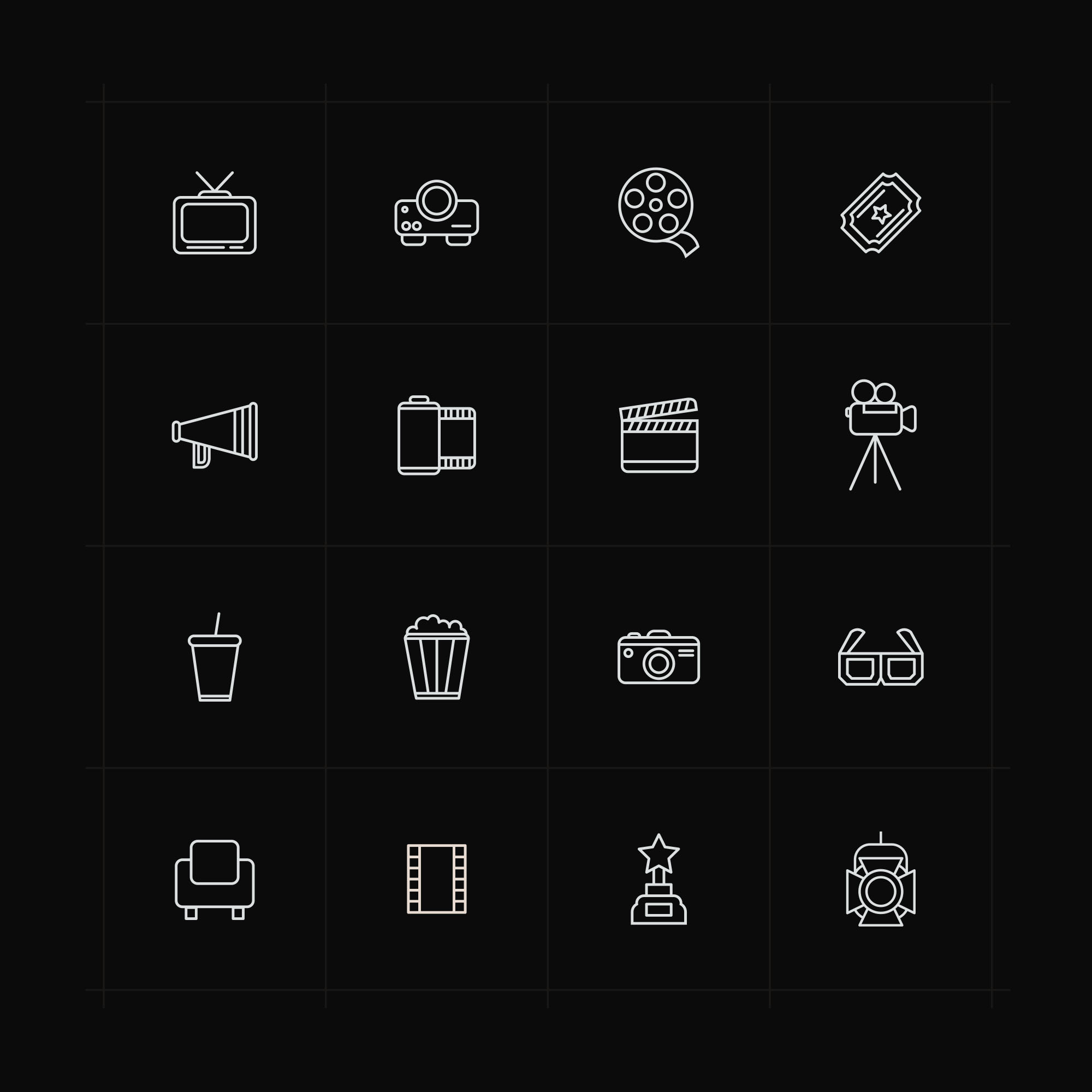 电影相关主题矢量线性素材库精选图标 Line Vector Cinema Icons插图(1)